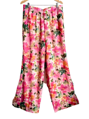 J.Crew Pink Floral Chiffon High Waist Feminine Pants Summer Trousers Size L
